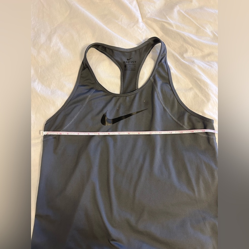 Nike Dri-FIT Gray Racerback Dri-Fit Tank Top with Black Logo - Picture 7 of 8